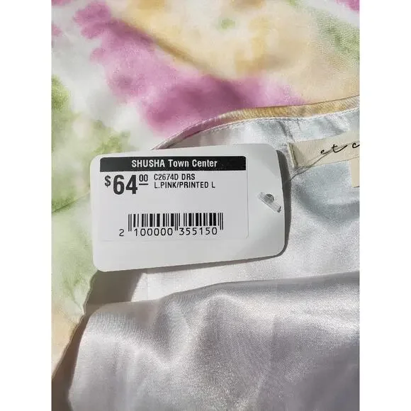 Et Clet Tie Dye Mini Slip Dress Women's Size Large Pink Yellow Strappy Lined - Picture 15 of 15